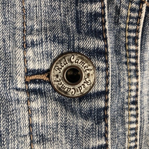 Red Camel Girls Denim Jacket Vintage Stretch Comfort Premium Coat Size Medium - Picture 4 of 14